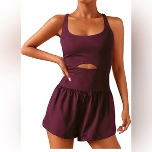 NWT-Workout Romper Onesie with Padded Bras Sleeveless Shorts Atheletic Jumpsuit